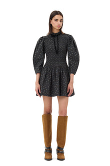 Printed Cotton Mini Smock Dress | Phantom