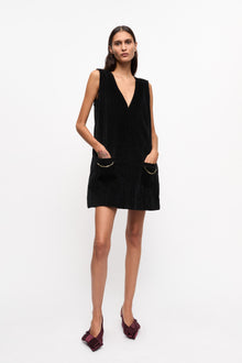 Stretch Corduroy Mini Dress | Black