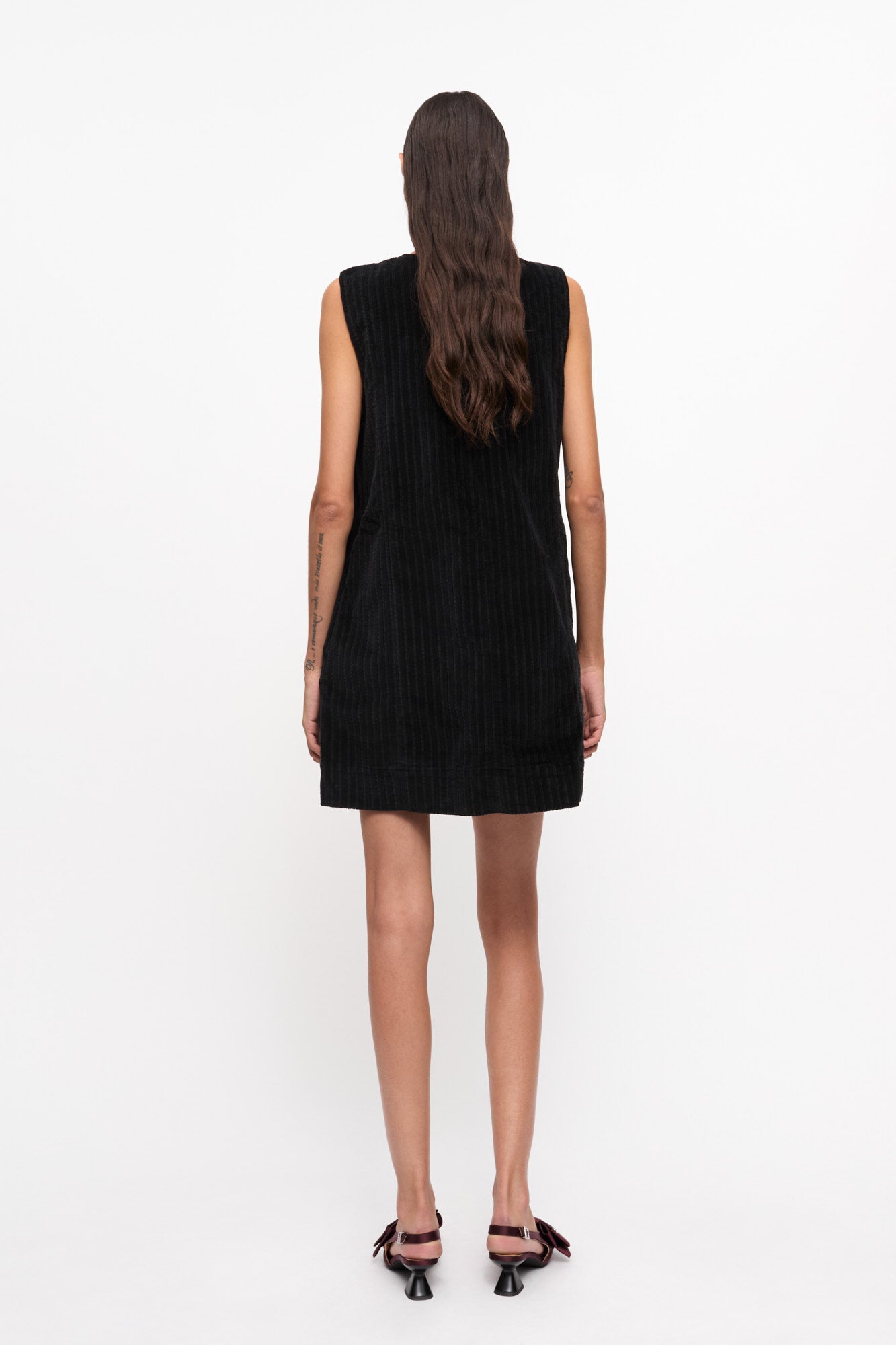 Stretch Corduroy Mini Dress | Black