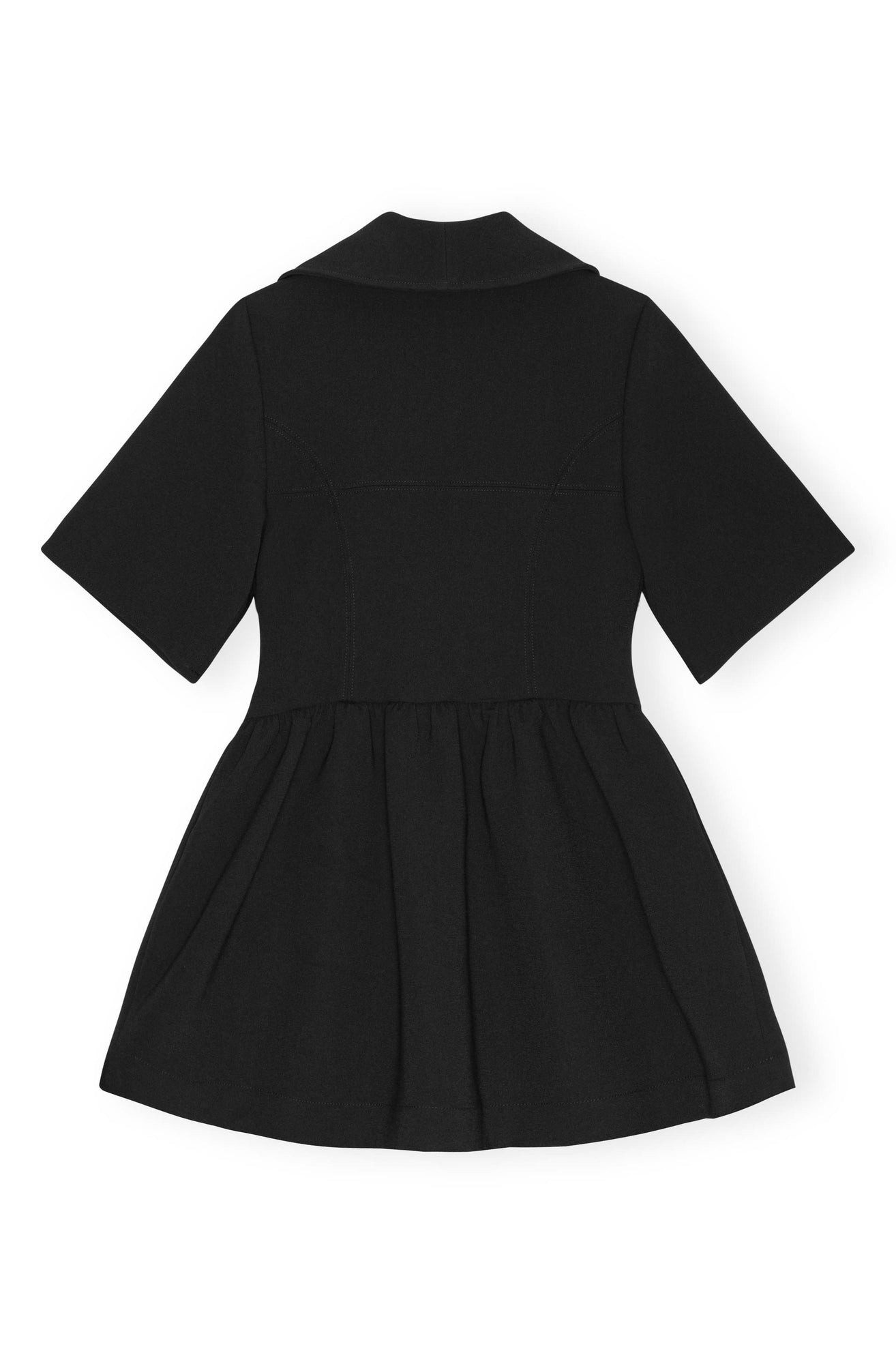 Bonded Crepe Half Zip-Closure Mini Dress | Black