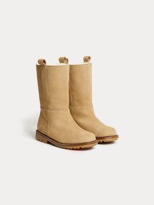 Girl | Gab White Leather Boots | Sand