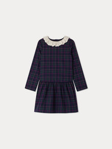 Girl | Mariela Embroidered Tulle Collar Dress | Indigo