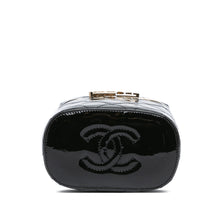 Chanel | Pre-Owned Quilted Patent Logo Chain Vanity Case | Black