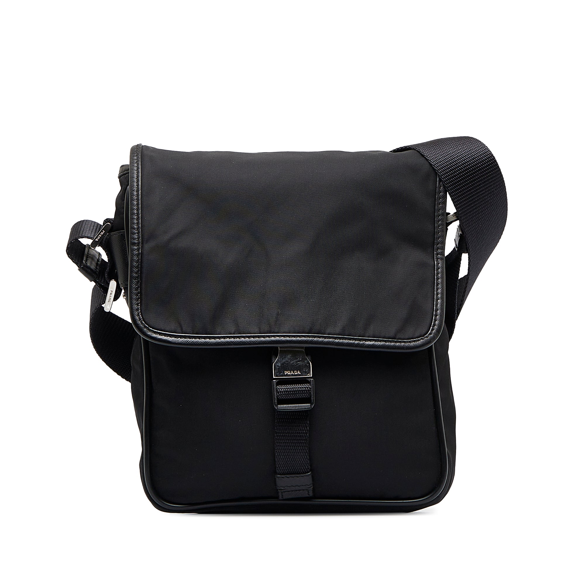 Prada Pre-Owned Tessuto Buckle Messenger Bag | Women | Black (V2)