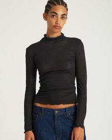 Black | Sofia Lightweight Turtleneck Top