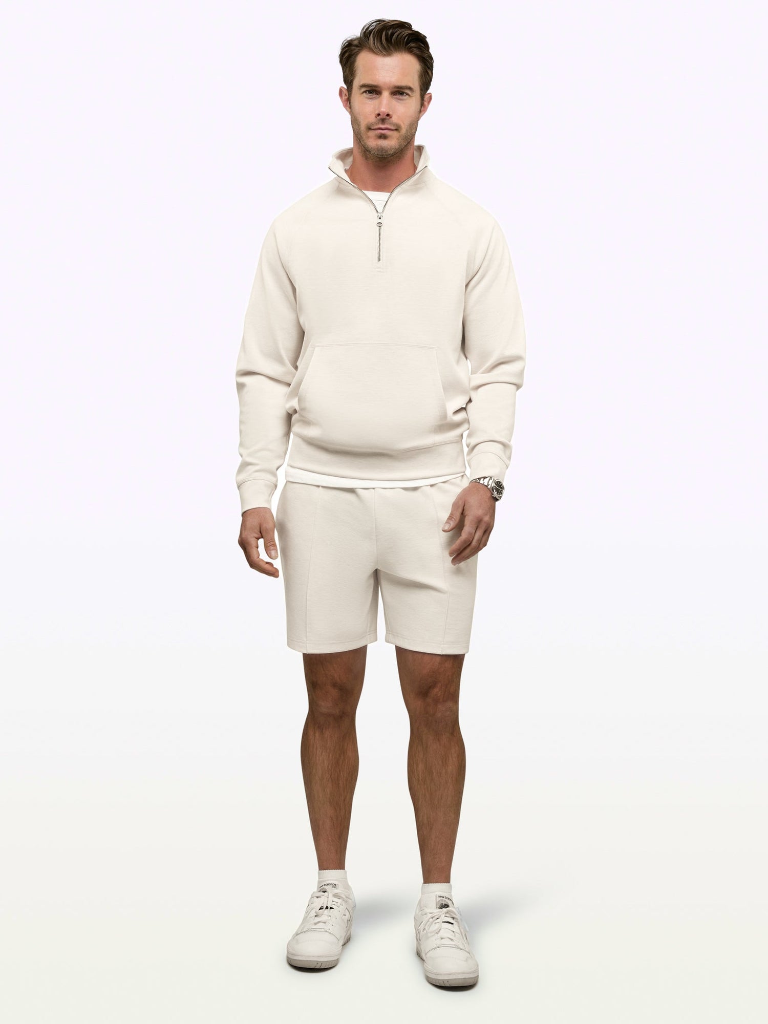 Mens | Uptown Pique Classic-Fit Q-Zip Pullover | Wheat
