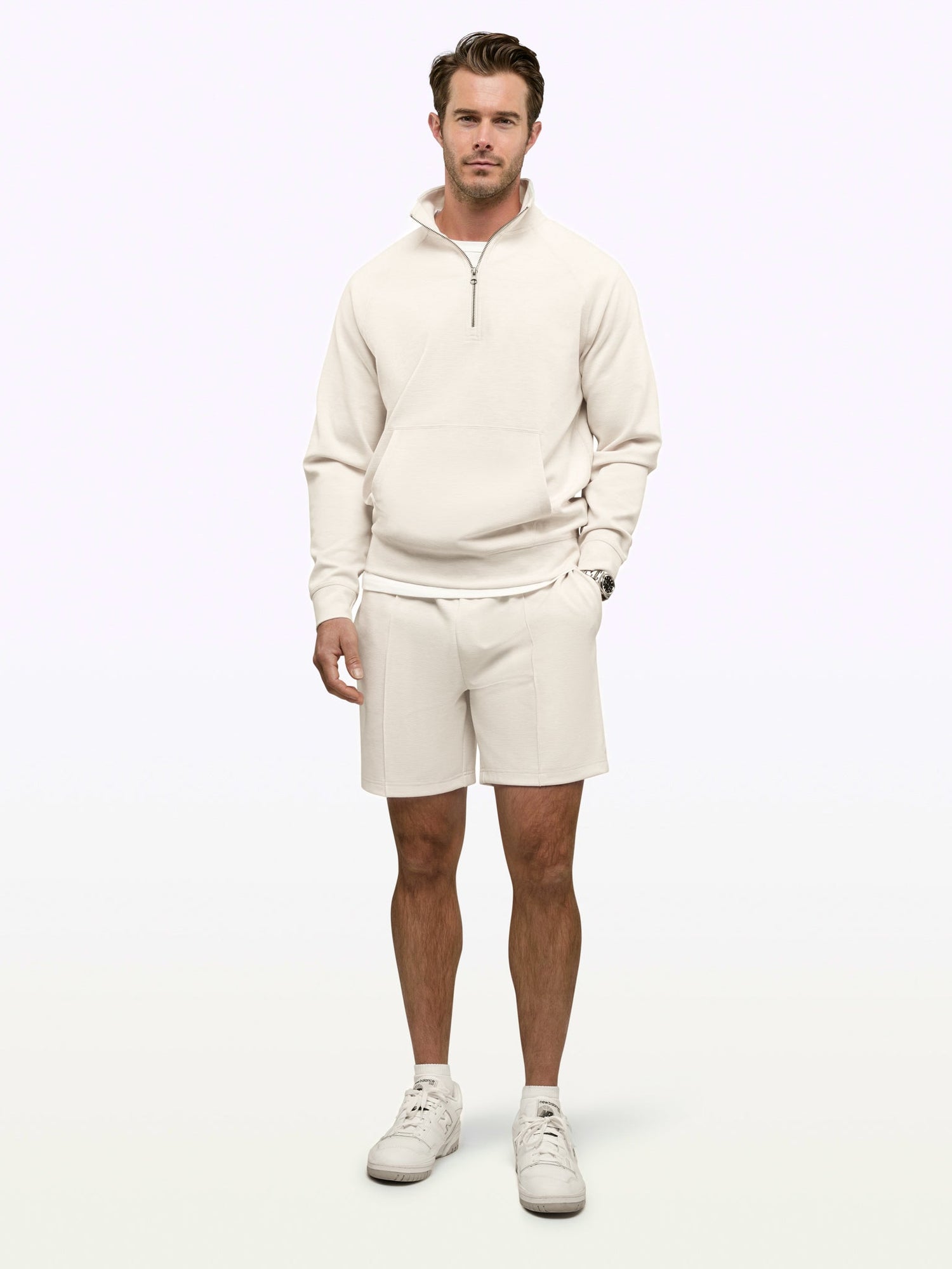 Mens | Uptown Pique Classic-Fit Q-Zip Pullover | Wheat