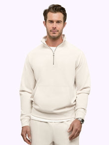 Mens | Uptown Pique Classic-Fit Q-Zip Pullover | Wheat
