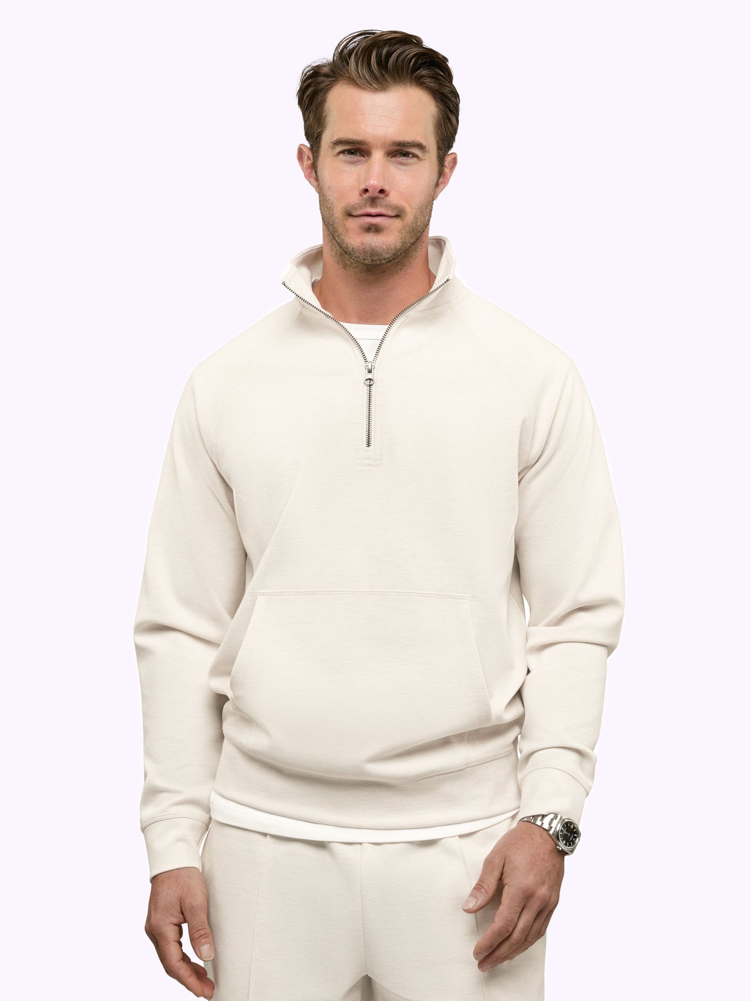 Mens | Uptown Pique Classic-Fit Q-Zip Pullover | Wheat