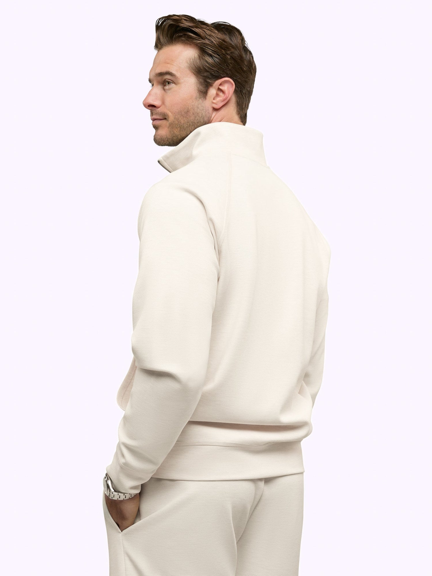 Mens | Uptown Pique Classic-Fit Q-Zip Pullover | Wheat