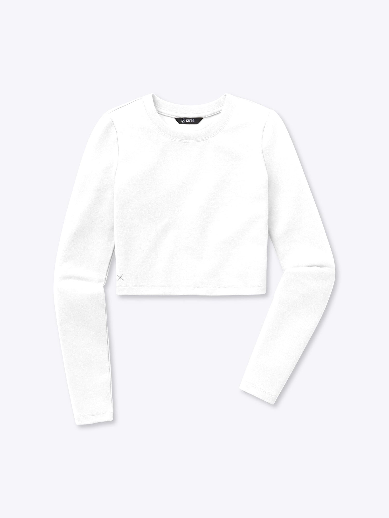 Womens | Long Sleeve Slim-Fit Tomboy-Cotton Cropped Tee | White