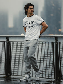 Mens | Retro Classic-Fit Ringer Tee | White/Marine Navy