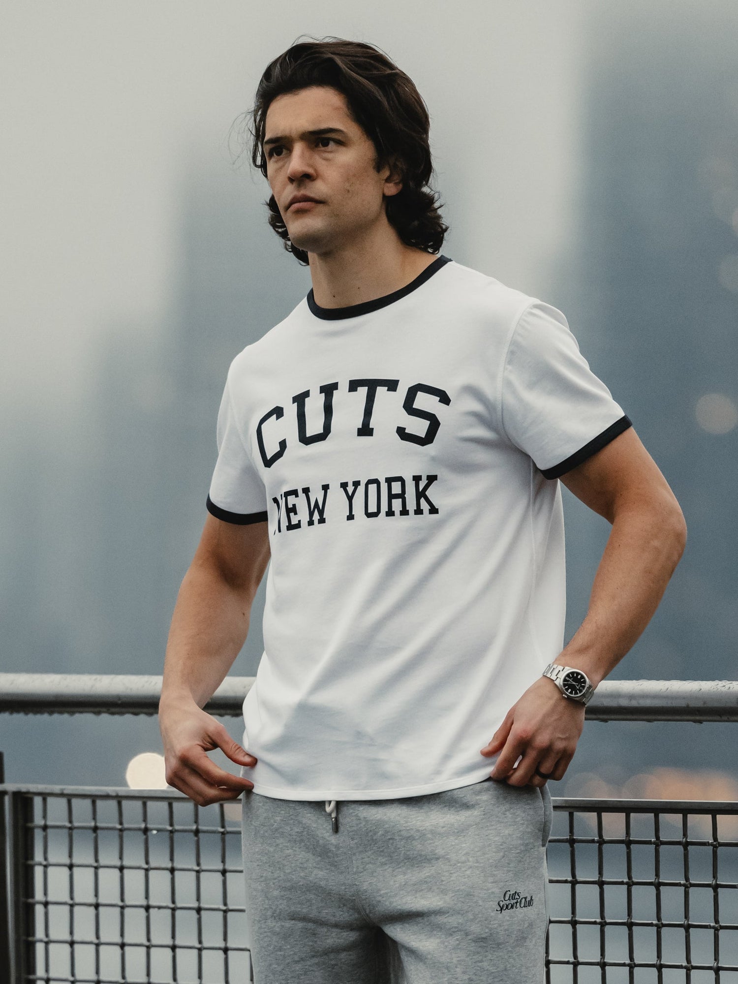 Mens | Retro Classic-Fit Ringer Tee | White/Marine Navy