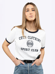 Womens | Retro Ringer Classic-Fit Tee Shirt | Marine Navy