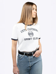 Womens | Retro Ringer Classic-Fit Tee Shirt | Marine Navy