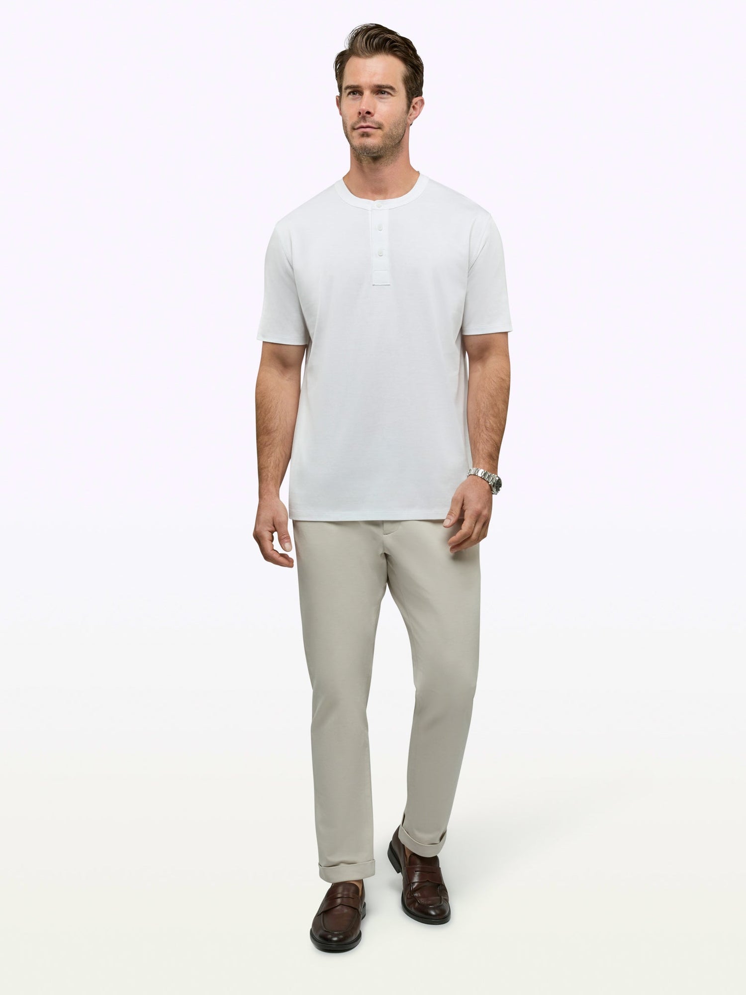 Mens | SoHo Pima Classic-Fit Henley Tee | White