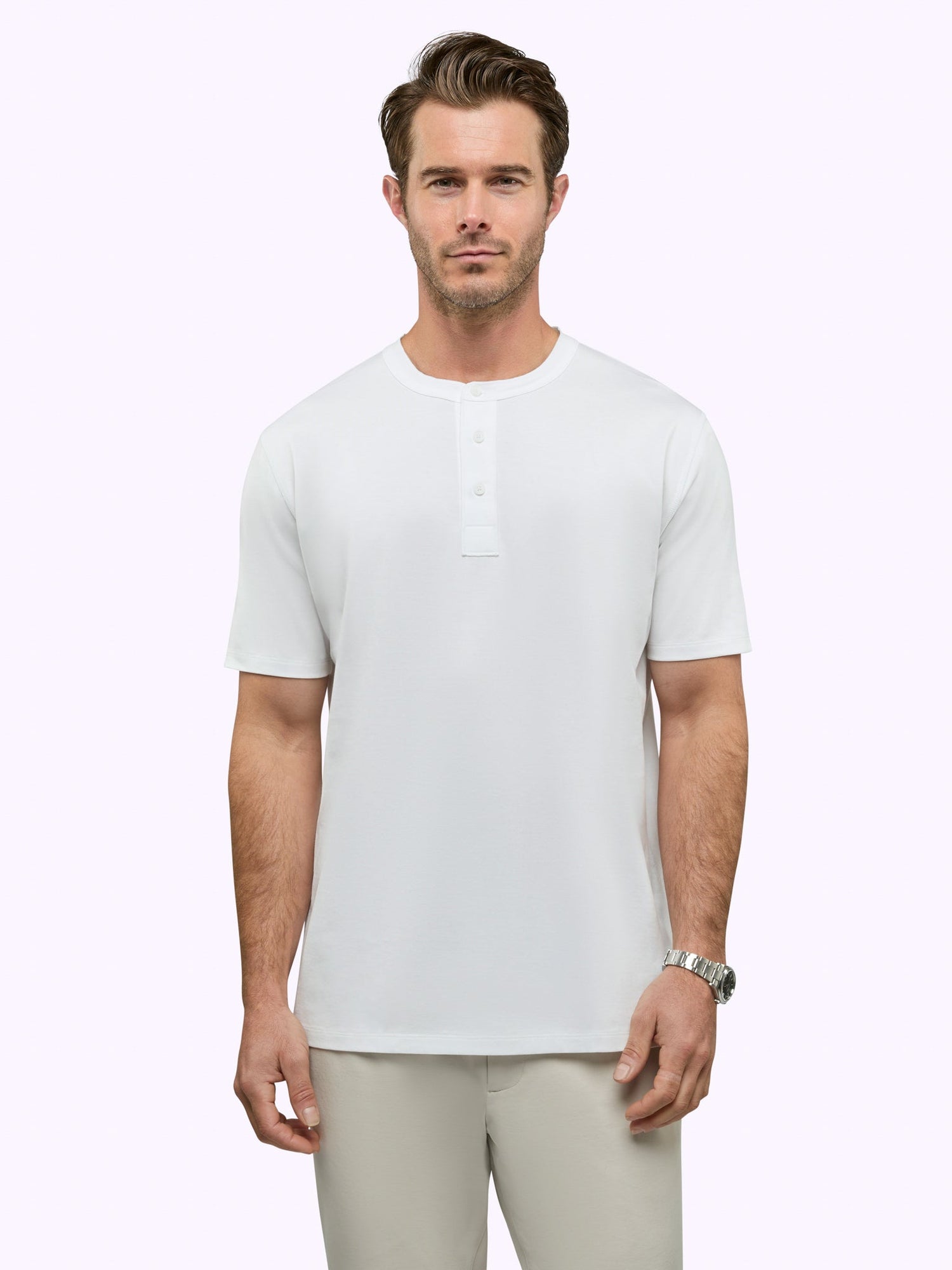 Mens | SoHo Pima Classic-Fit Henley Tee | White