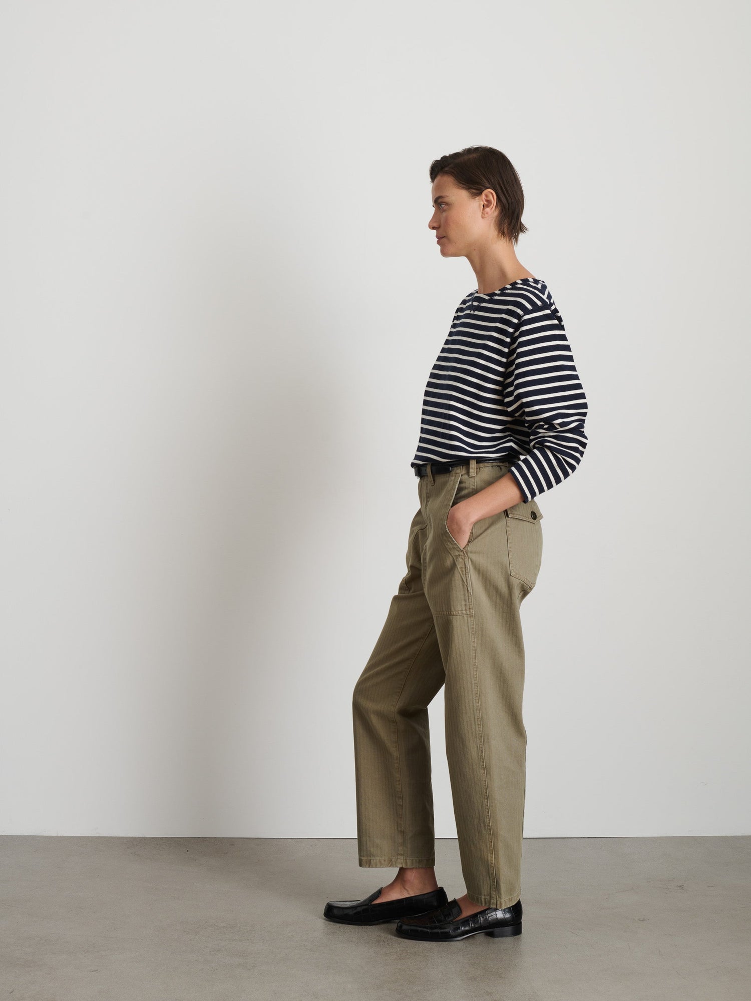 Women | Lakeside Tee | Stripe Dark Navy x Natural