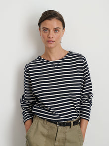 Women | Lakeside Tee | Stripe Dark Navy x Natural