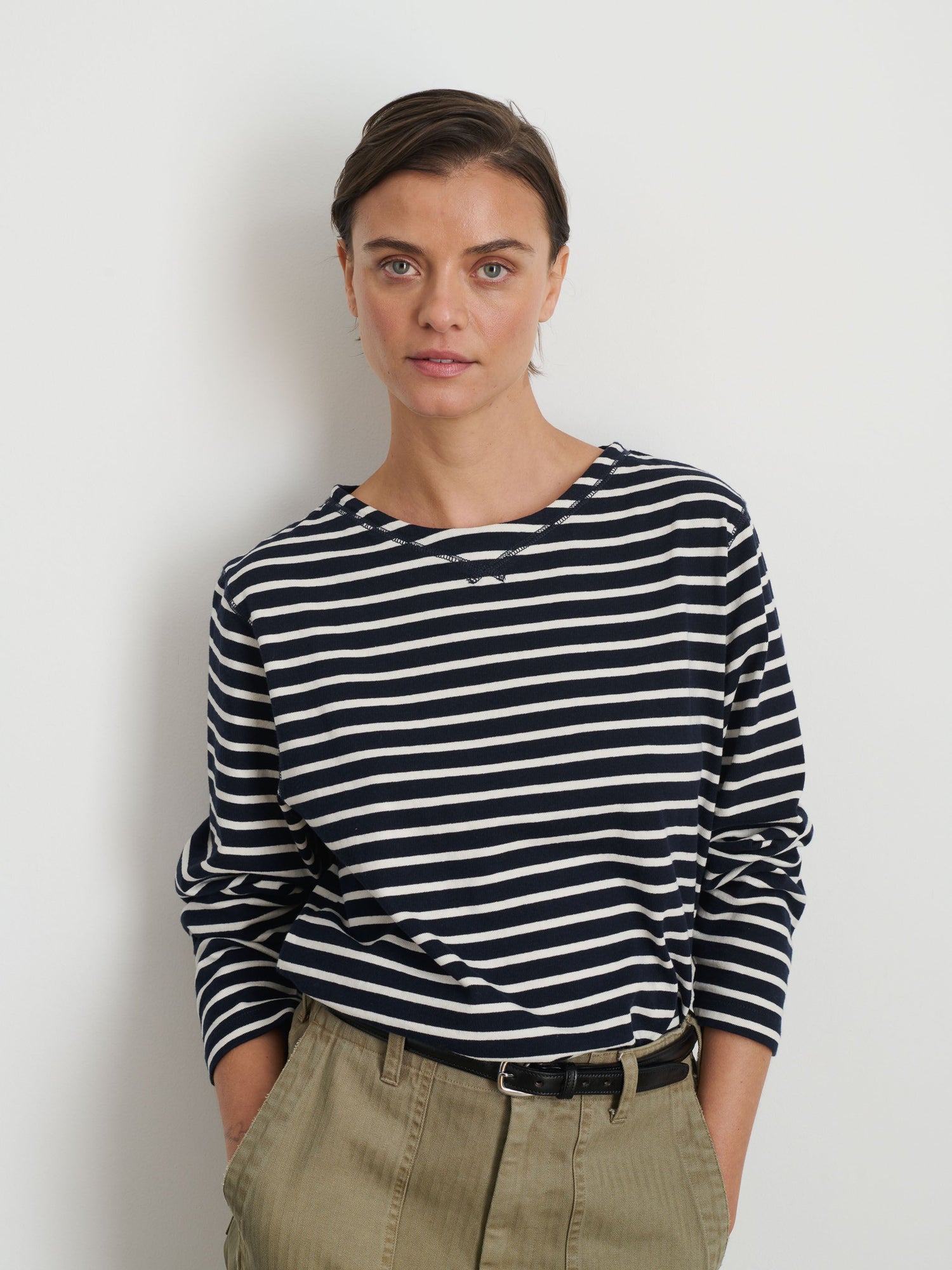Women | Lakeside Tee | Stripe Dark Navy x Natural