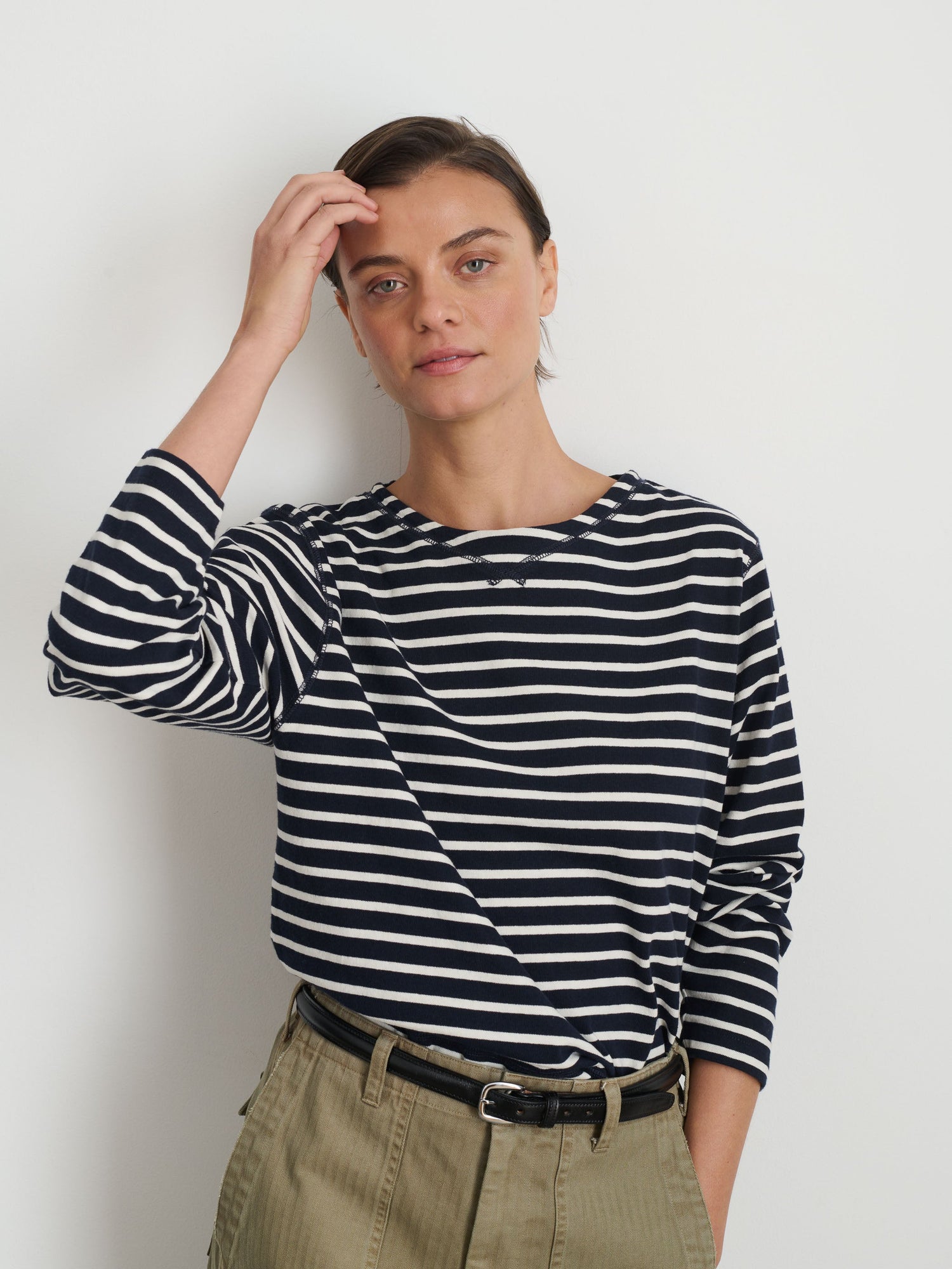 Women | Lakeside Tee | Stripe Dark Navy x Natural
