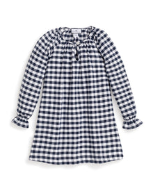 Girl's Flannel Delphine Nightgown | Navy Gingham