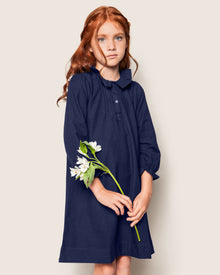 Girl's Flannel Victoria Nightgown | Navy