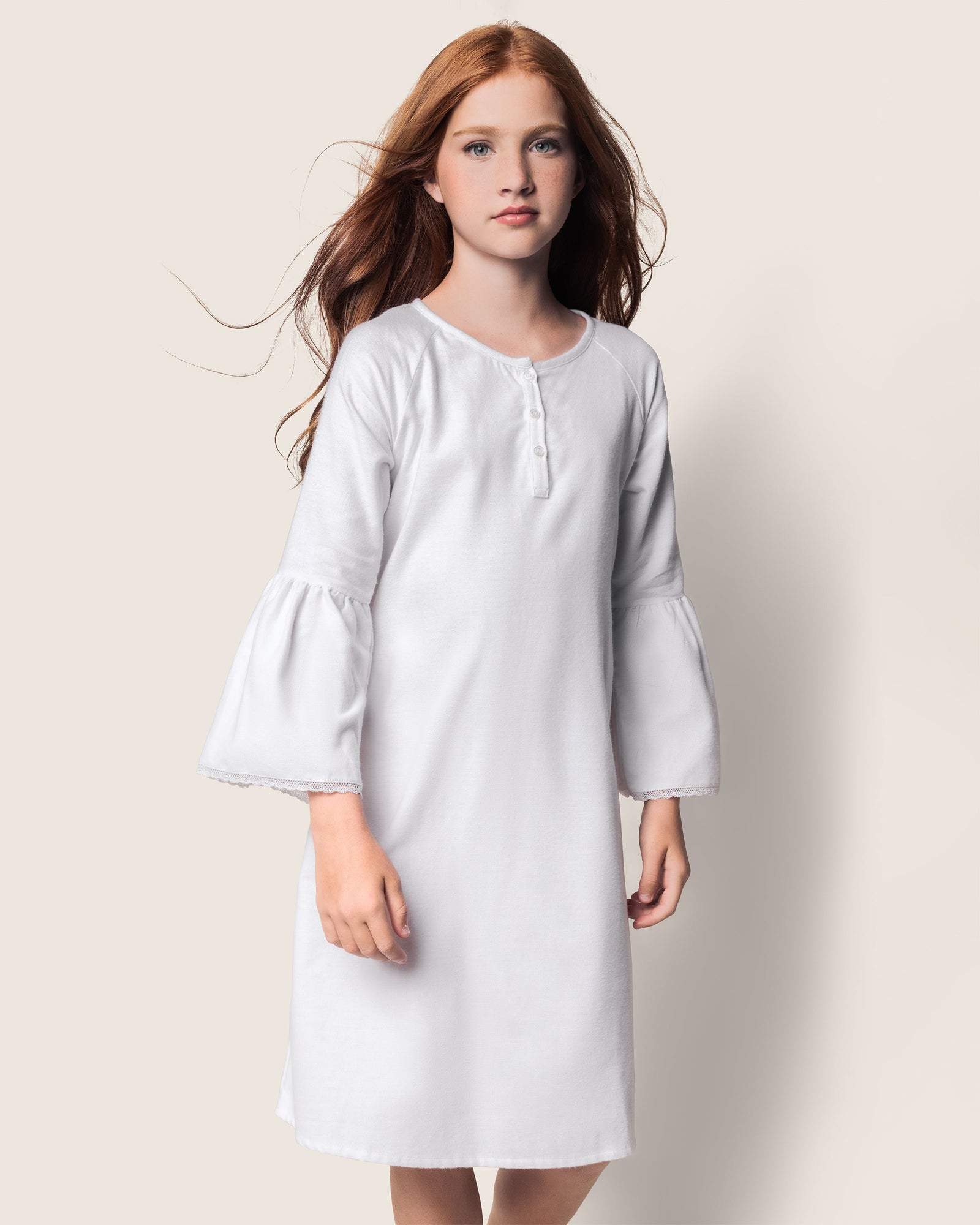 Girl's Flannel Seraphine Nightgown | White