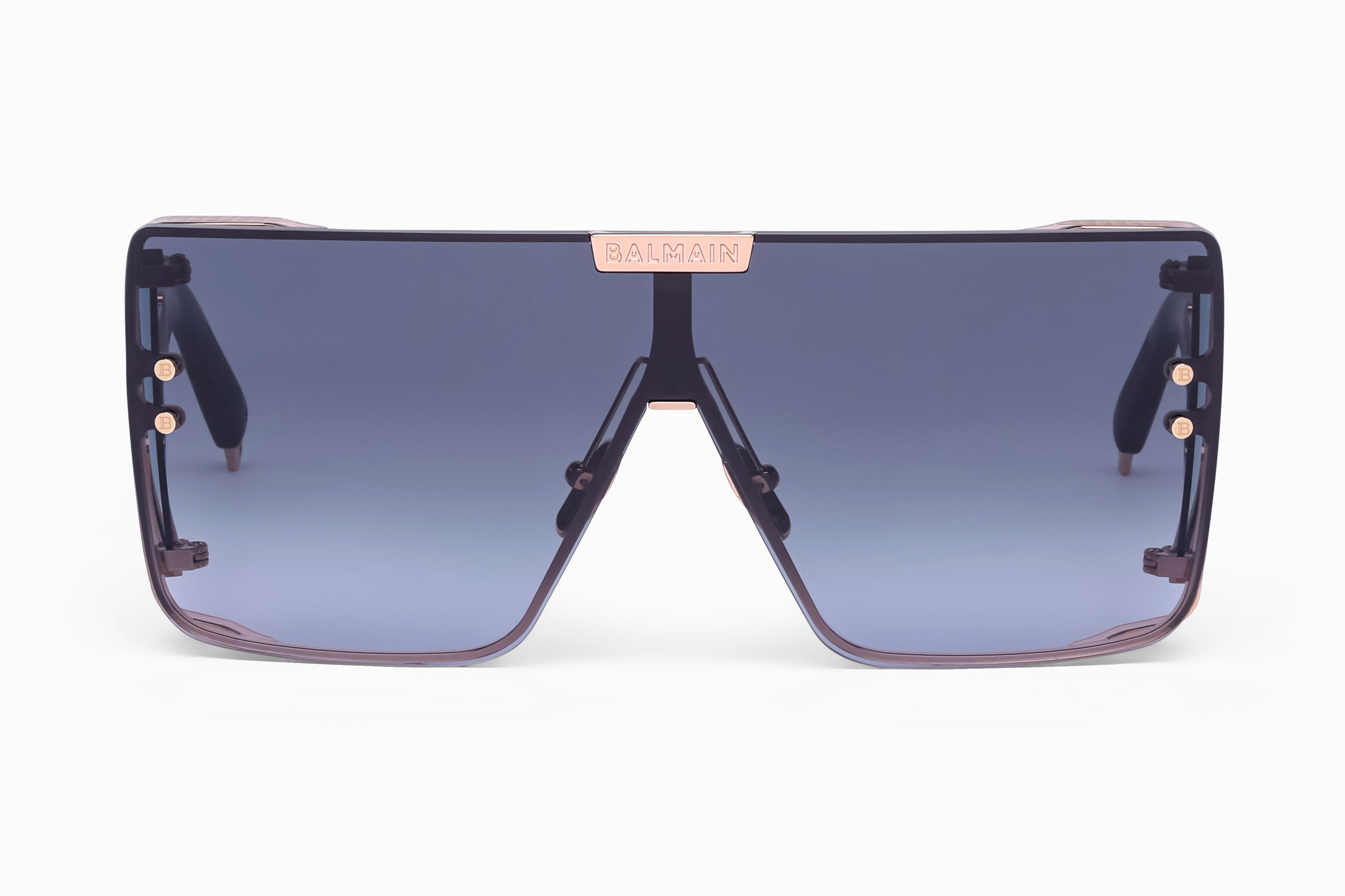 Unisex | Wonder Boy Sunglass | Rose Gold - Black - Side Lens w /PB Pattern | Dark Grey Gradient