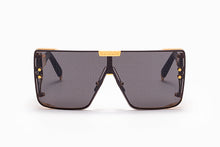 Unisex | Wonder Boy Sunglass | Gold - Black - Side Lens w /PB Pattern | Dark Grey w/ Black Mirror