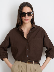 Women | Jo Shirt | Cotton Poplin Espresso