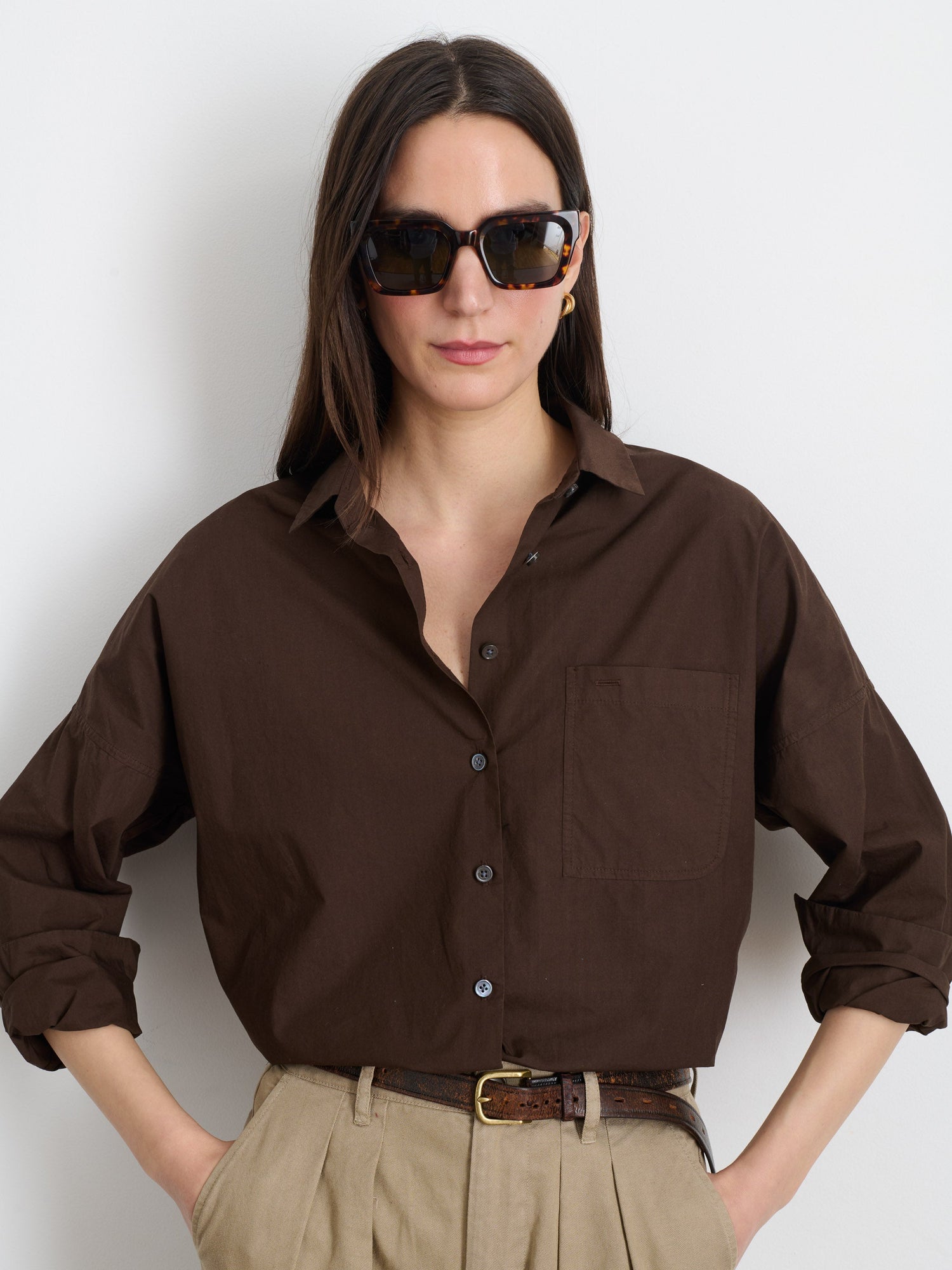 Women | Jo Shirt | Cotton Poplin Espresso