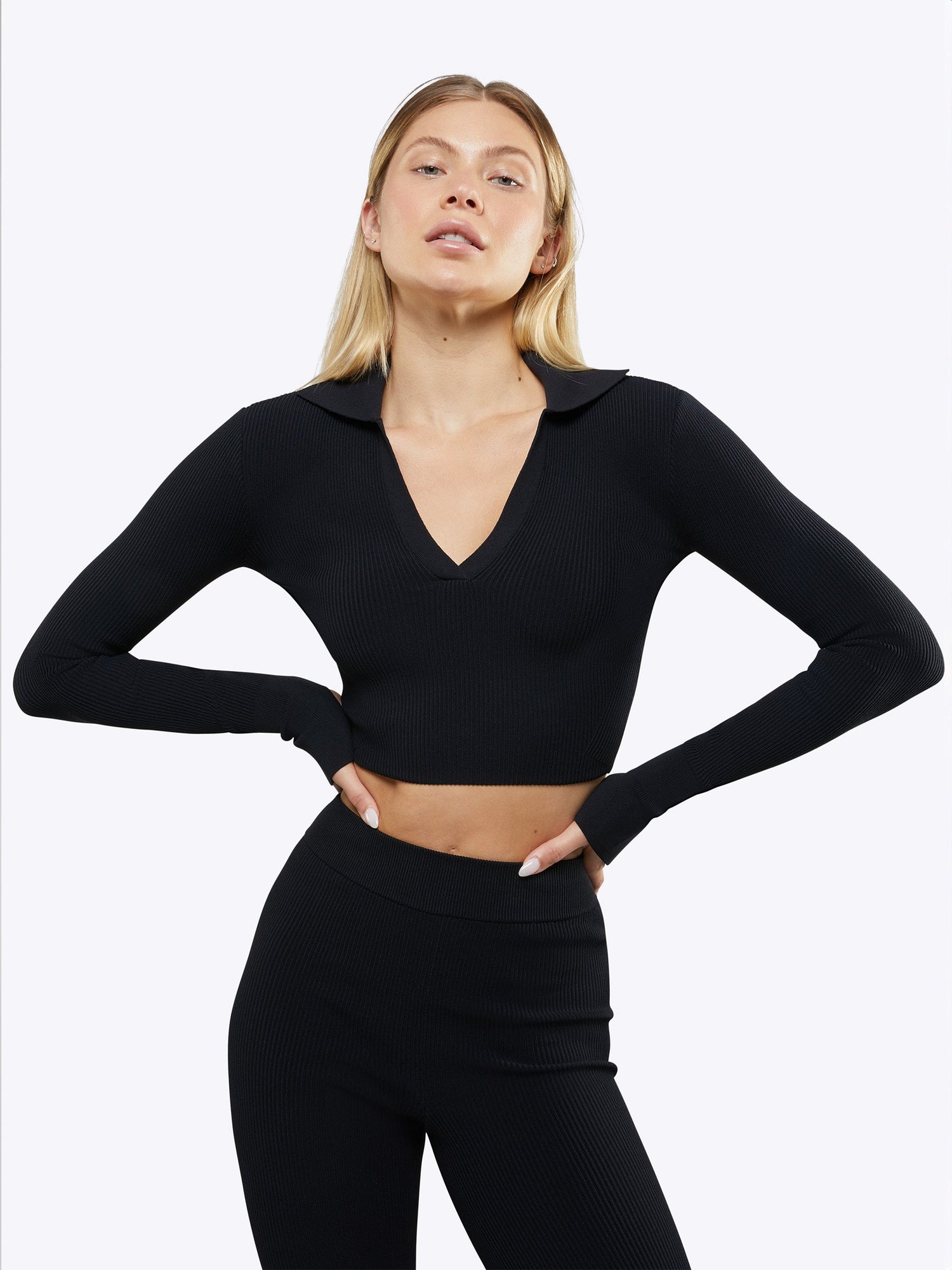 Womens | Coreflex Long Form-Fitting Sleeve Polo | Black