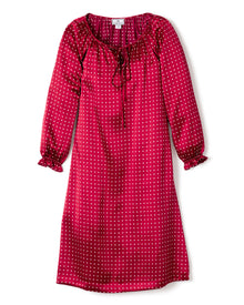 Girl's Silk Delphine Nightgown | Bordeaux Polka Dot