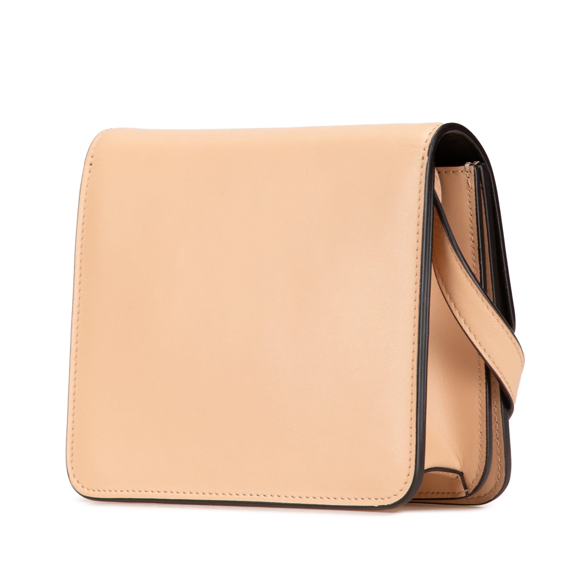 Fendi | Pre-Owned Leather Crystal Fab Crossbody | Brown/Beige