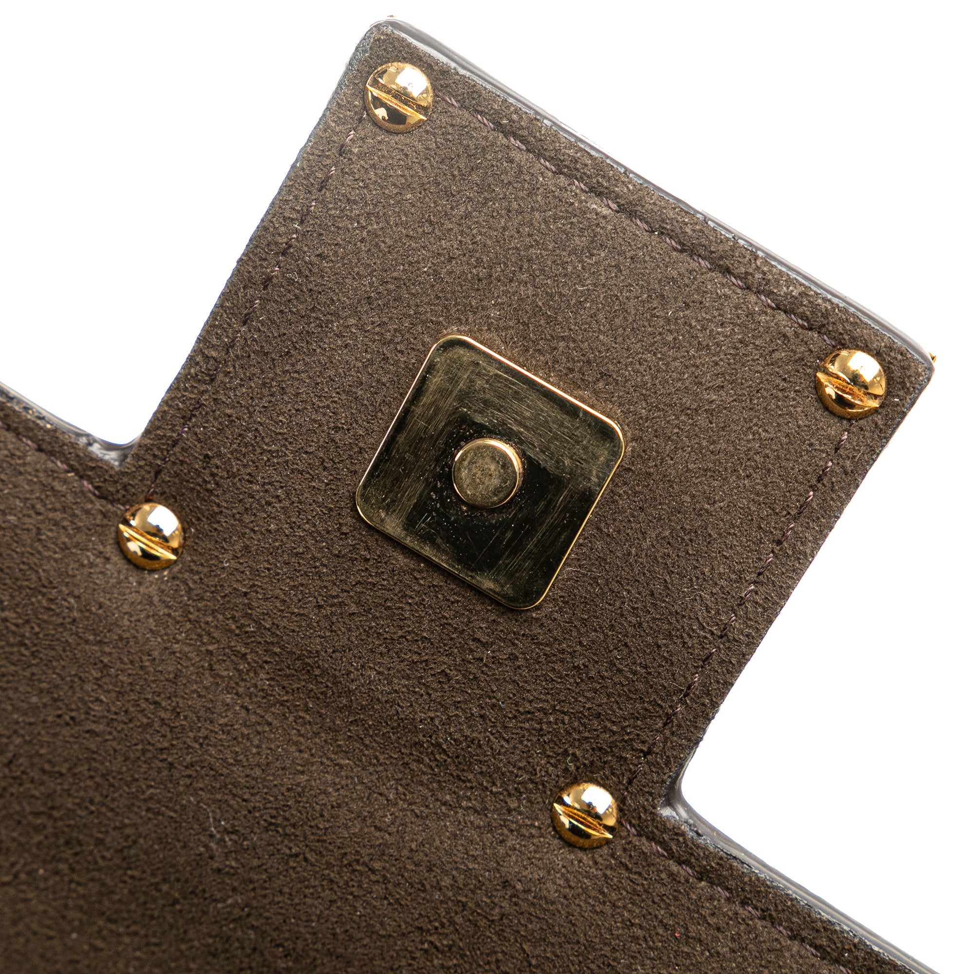 Fendi | Pre-Owned Leather Crystal Fab Crossbody | Brown/Beige