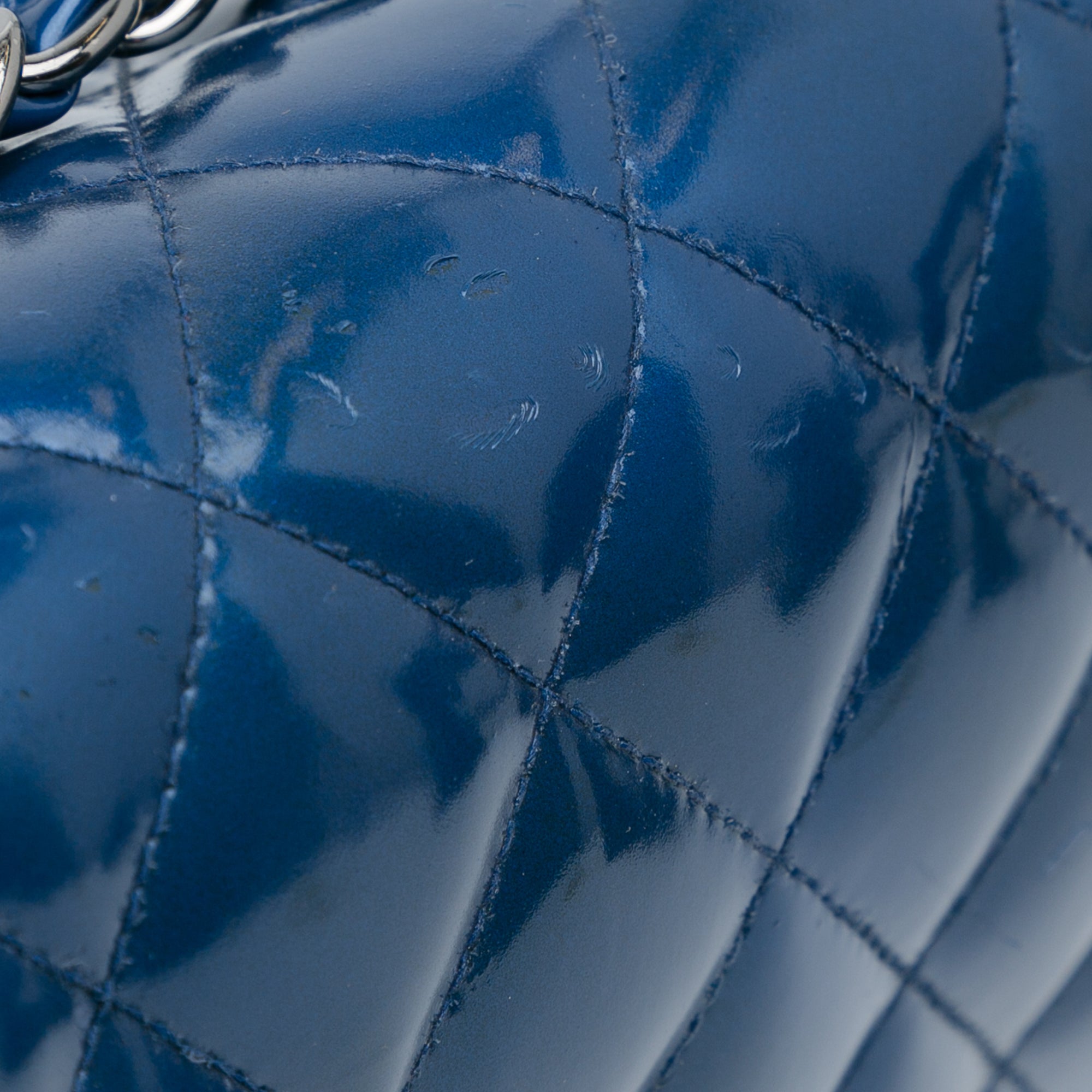 Chanel | Pre-Owned Jumbo Classic Patent Double Flap | Blue