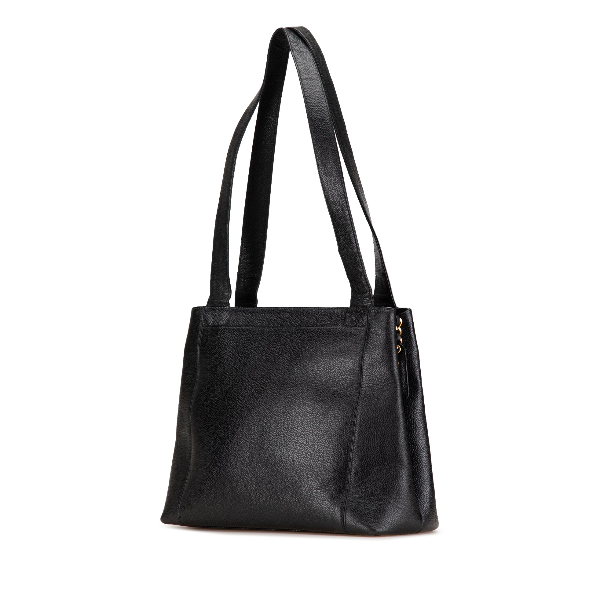 Chanel | Pre-Owned Embroidered Caviar Logo Shoulder Bag | Black