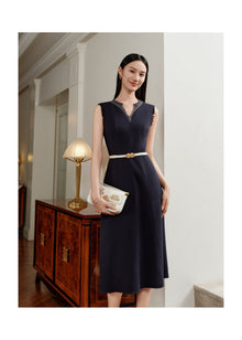 Waist-Cinched Vest Dress | Navy