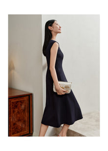 Waist-Cinched Vest Dress | Navy