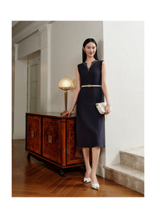 Waist-Cinched Vest Dress | Navy