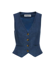 Waistcoat in Linen | Denim