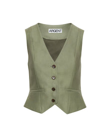 Waistcoat in Linen | Sage