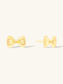 Bow Tie Pasta Stud Earrings | 14K Gold Plated Brass