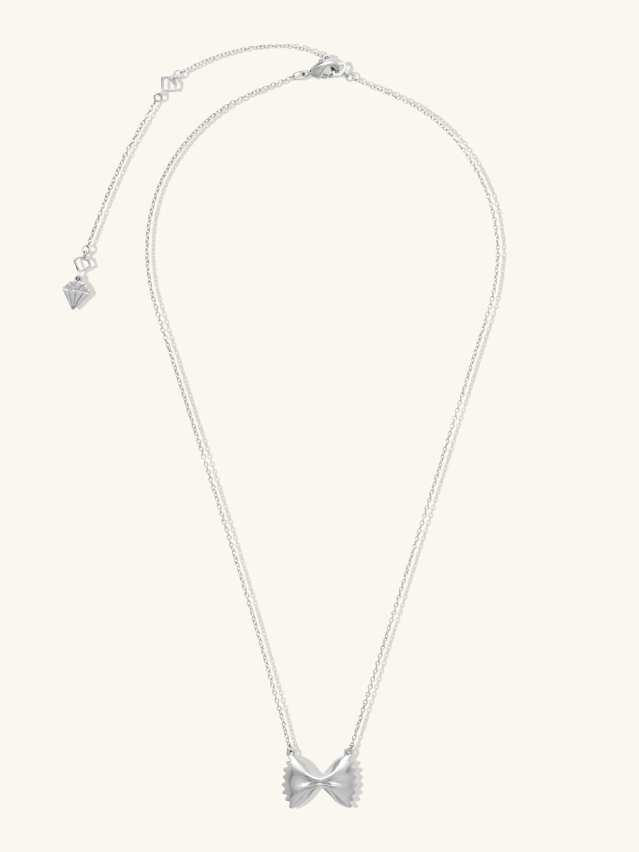 Bow Tie Pasta Necklace | Silver Rhodium Plated Brass