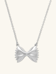 Bow Tie Pasta Necklace | Silver Rhodium Plated Brass