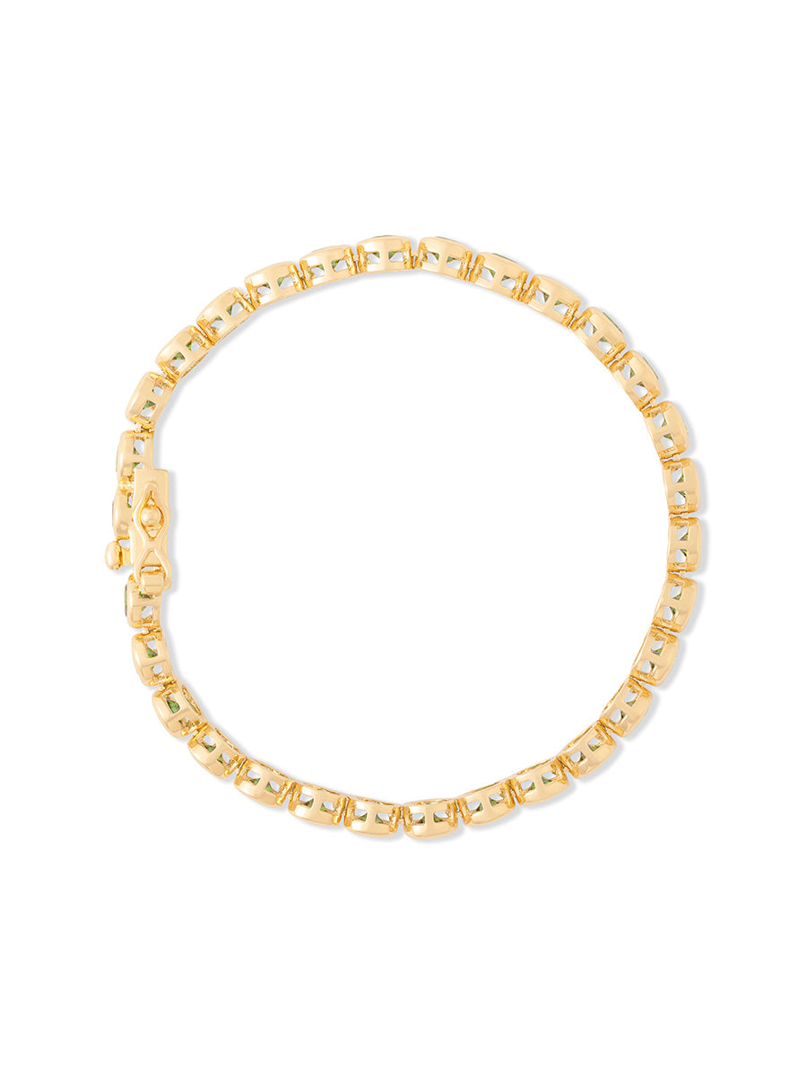 Pave Emerald Bezel Tennis Bracelet | 5A Grade Cubic Zirconia | 14K Gold Vermeil