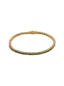 Pave Emerald Tennis Bracelet | 5A Grade Cubic Zirconia | 14K Gold Vermeil