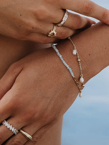 Aquamarine Seafoam Bracelet | Seafoam Aquamarine | 14K Gold Plated Brass