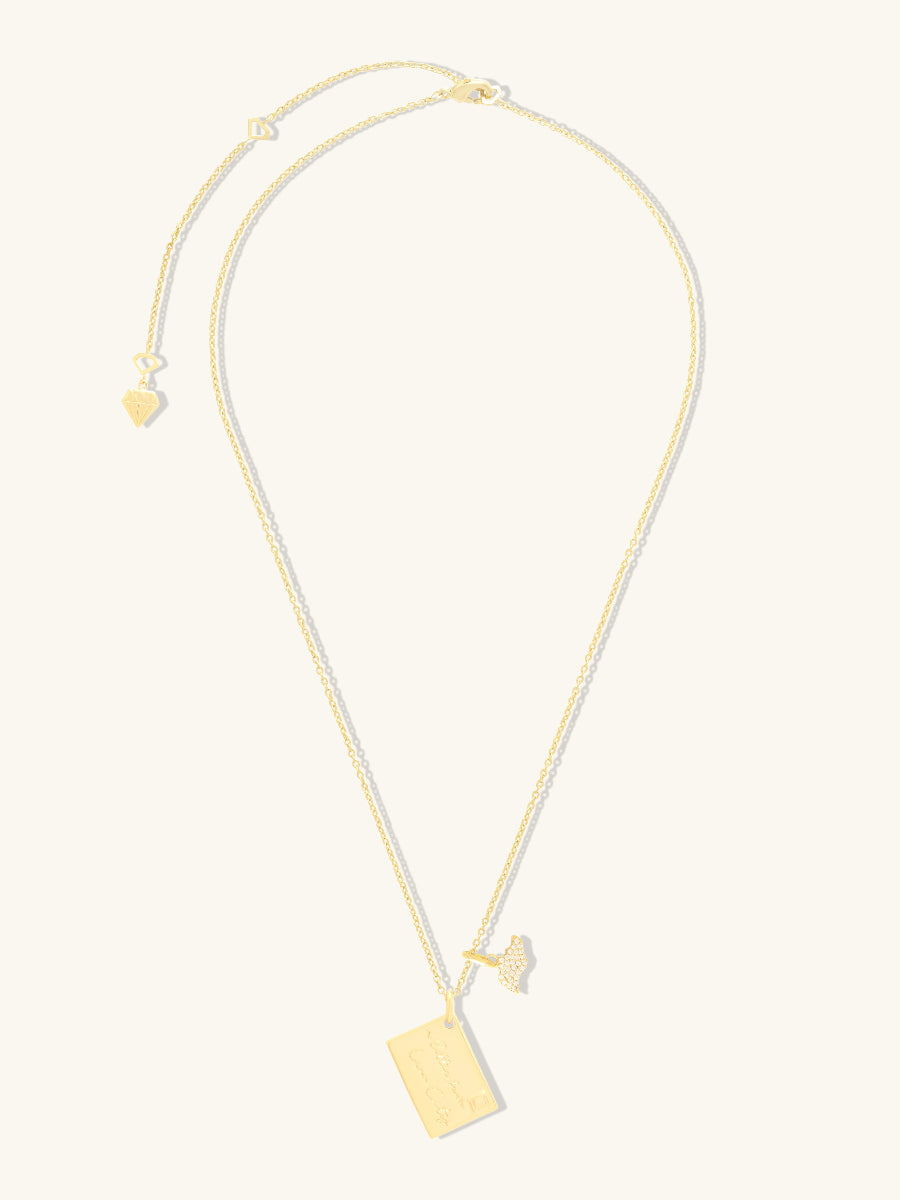 A Letter From Lion City Necklace | 5A Grade Cubic Zirconia | 14K Gold Plated Brass